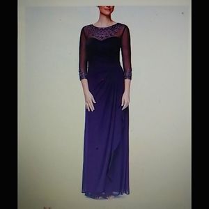 Alex Evenings Women's Purple Formal Illusion Mesh Evening Gown Like New
